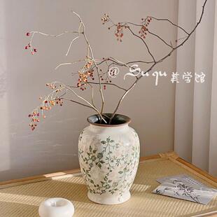 复古怀旧冰裂陶瓷插花瓶水培山归来装饰摆件客厅创意感田园D&