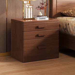 实木床头柜保险箱一体卧室智能多功能带锁小型保险柜免安装储物柜
