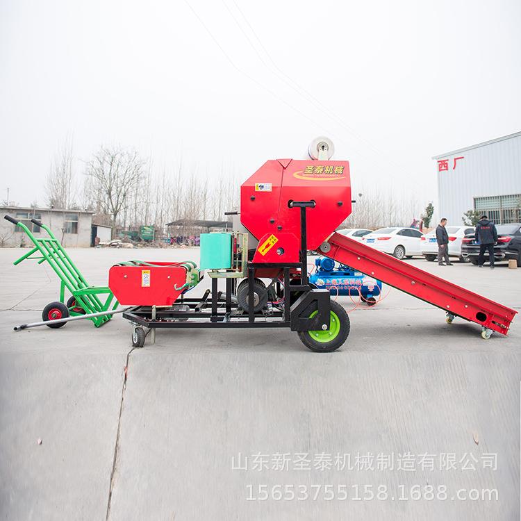 小型圆捆青储打包机青贮打捆机视频固定式青贮打捆机