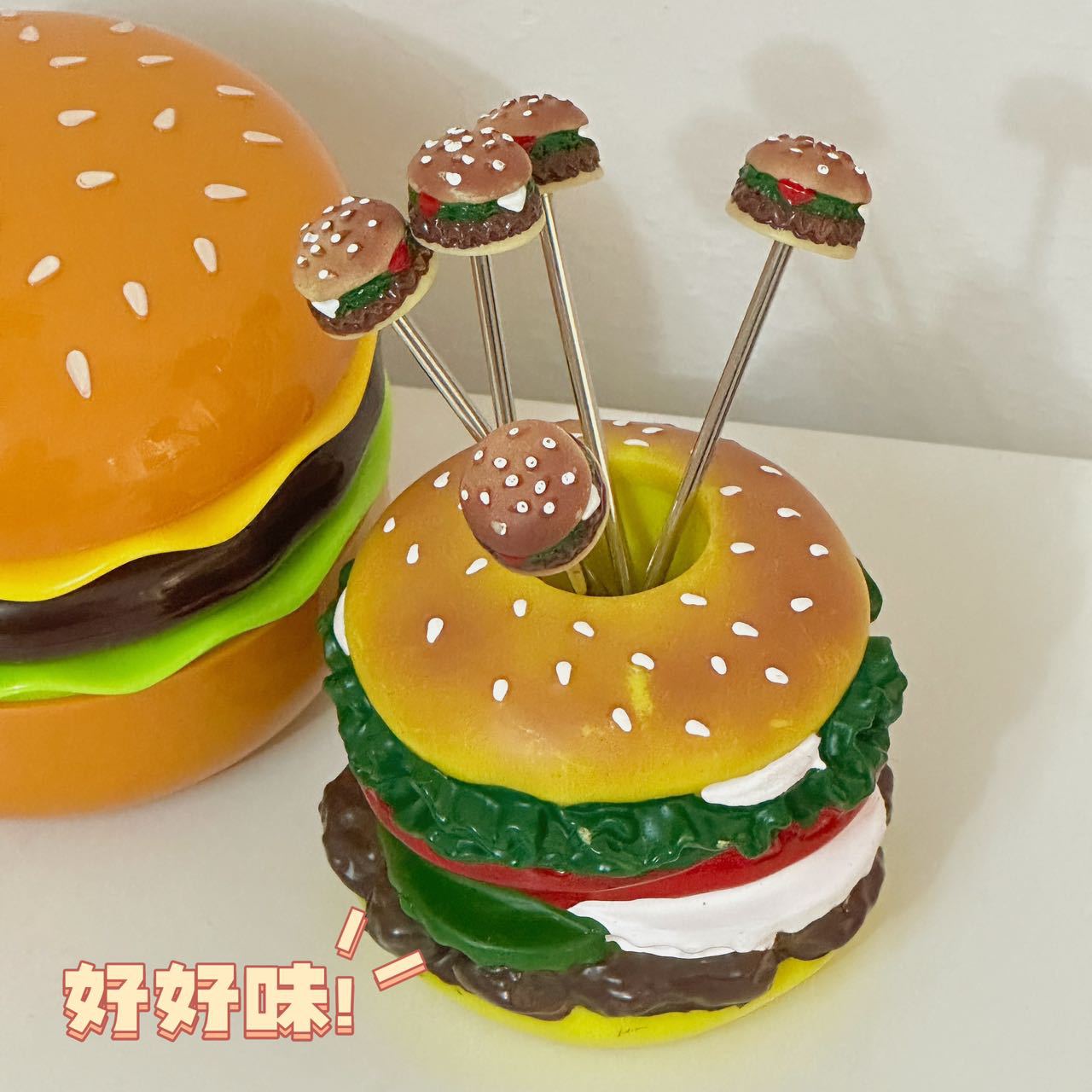 水果叉不锈钢汉堡造型家用儿童可爱水果签蛋糕零食小叉