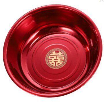 婚嫁喜盆婚庆大号不锈钢加厚大红脸盆结婚洗衣家用红色洗澡盆