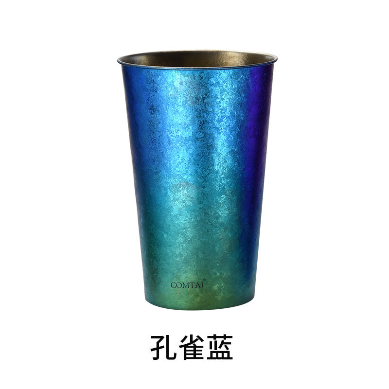 钛杯纯钛水杯喝水啤酒咖啡牛奶情侣杯礼物高颜值艺术杯子星空蓝