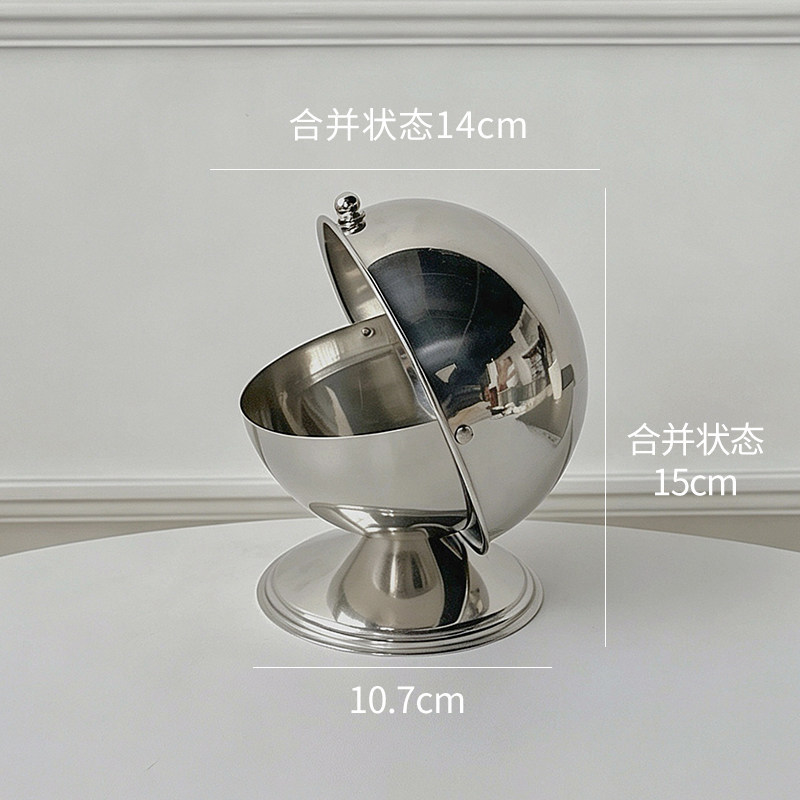 ins轻奢不锈钢翻盖收纳盒胶囊咖啡收纳罐桌面小杂物放首饰储物盒