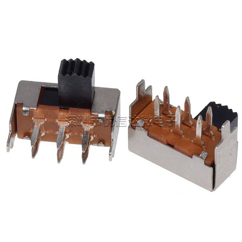 SK22F18拨动开关G4/5/6MM柄高6脚卧式滑动开关2档SK-22F14(2P2T)