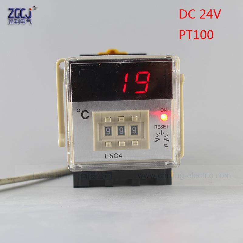 DC 24V E5C4 0-999℃ PT100 E5C4 温控仪 CJ-E5C4 数显温控表