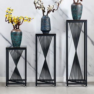 意式北欧铁艺花架子客厅阳台卧室简约现代轻奢落地摆件置物装饰架