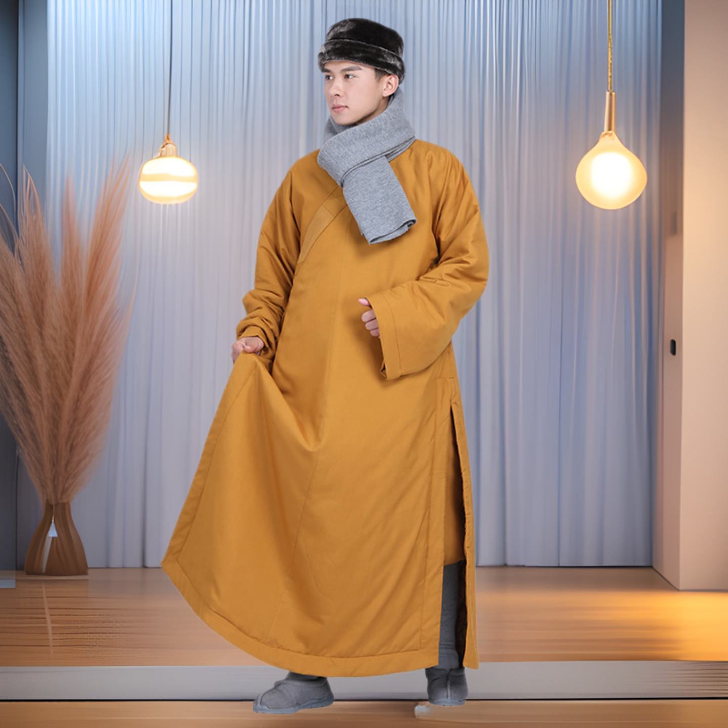 僧服冬季棉袄加厚长褂男女师父