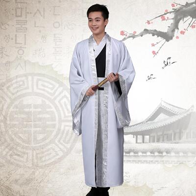 汉服华服提花绸男士大氅直裾袍