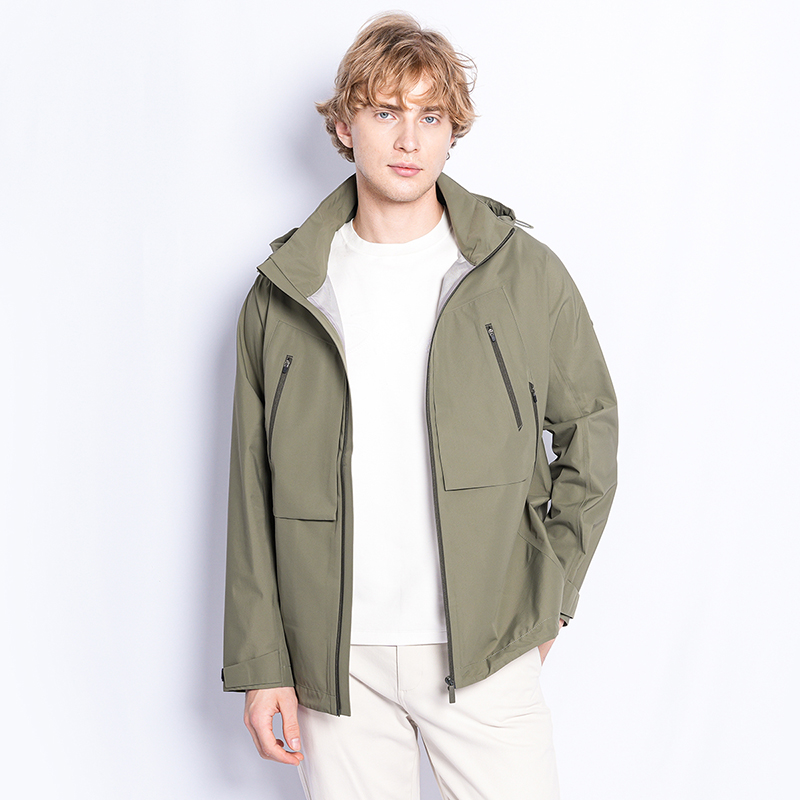 秋冬连帽25年新款户外卡其色防风