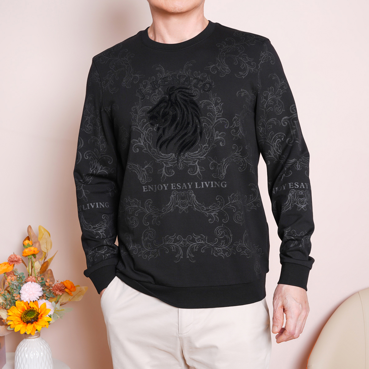 J.BENATO/宾度男士圆领套头卫衣