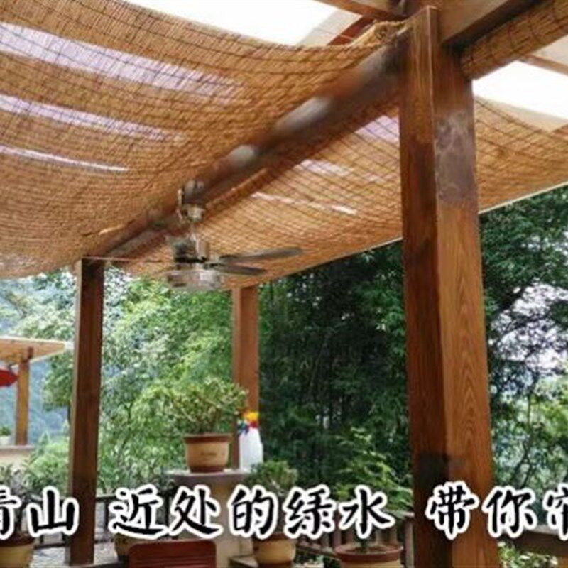 户外芦荟链子定做帘子草帘中式窗帘遮阳别墅芦苇网红卷帘茶室禅意