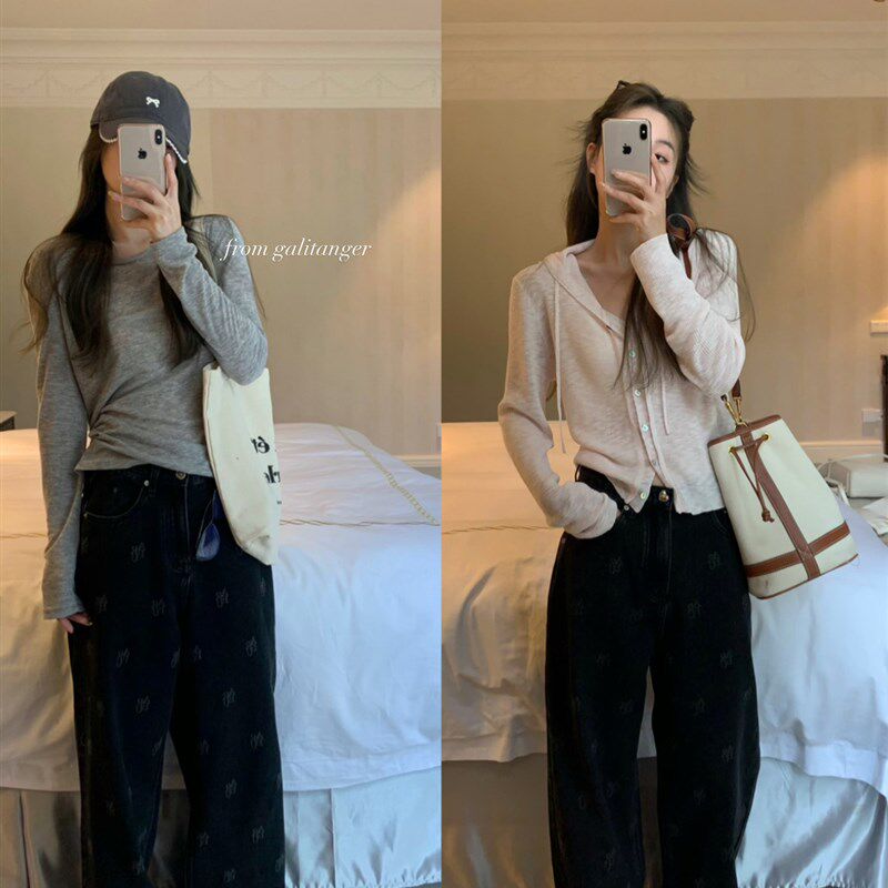 are U shop牛仔裤女2024新款夏季高腰显瘦显高直筒阔腿小个子裤子