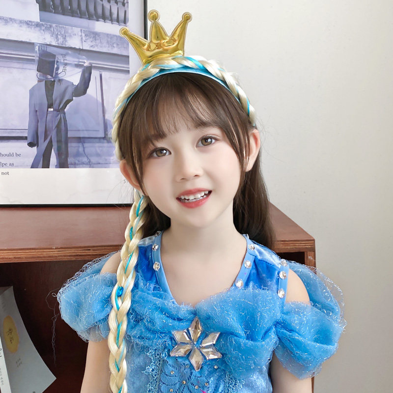 儿童公主皇冠雪花发箍长辫子碎发发卡魔法棒发饰女童头箍女王头饰