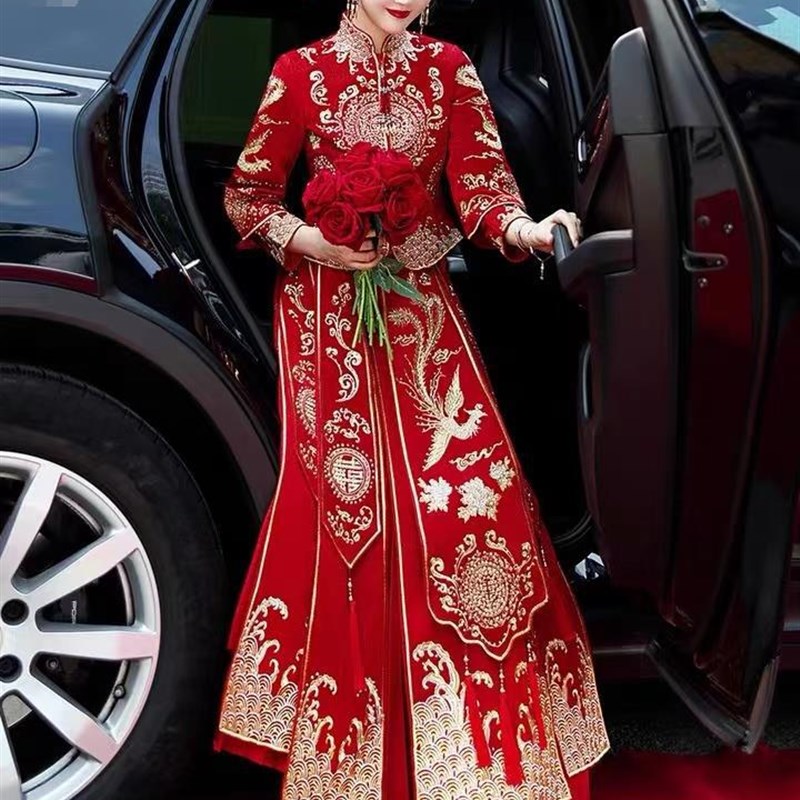 秀禾服2021新款新娘敬酒服结婚修身显瘦中式婚纱礼服大码秀禾夏季
