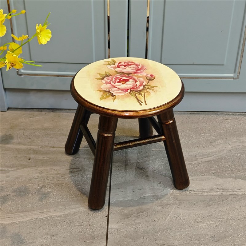 美式乡村田园凳子欧式凳子实木矮凳小圆凳小板凳家用凳多款可选