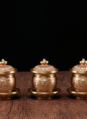 纯铜圣水杯供奉财神水杯观音净水杯莲花供杯家用供奉摆件