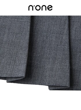 none 春季新款时尚洋气灰色短裙立体打褶百搭西装短款裙裤女