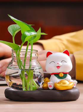 招财猫摆件创意水培店铺开业送礼高级感大号客厅家居红酒柜小摆设