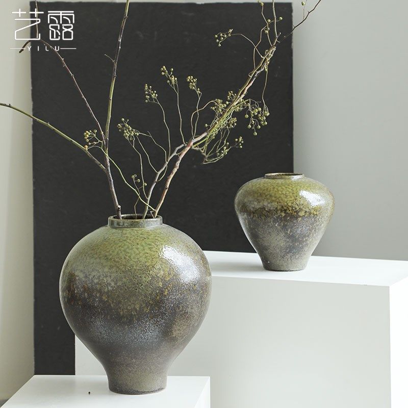 禅意复古陶瓷花瓶客厅插花摆件做旧老陶罐坛子侘寂风花器民宿装饰,家居饰品,花瓶,淘宝优惠券,粉丝福利购,淘宝优惠卷