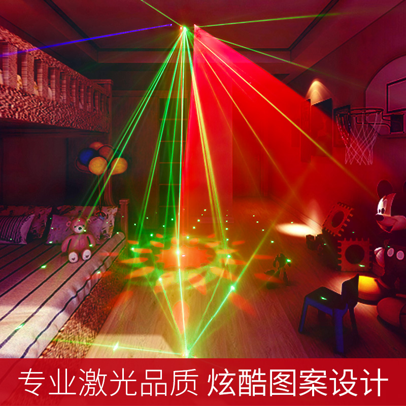 四眼激光扫描灯婚庆ktv酒吧彩灯旋转七彩变色声控爆闪过年装饰灯
