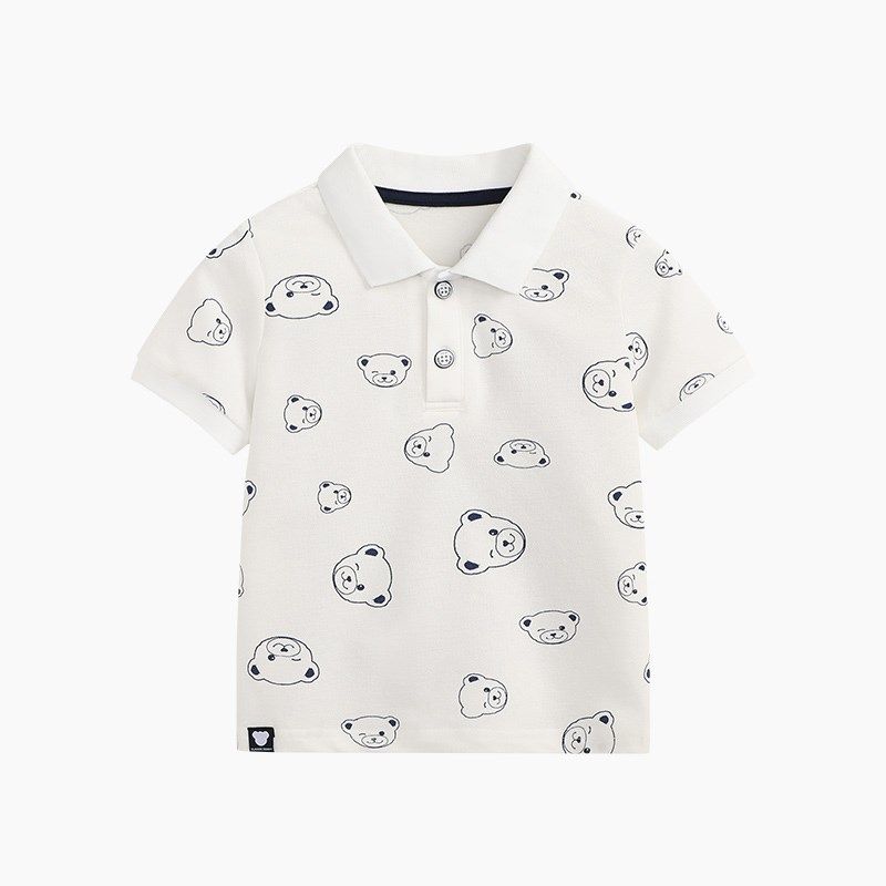 精典泰迪男童短袖polo衫t恤衫纯棉夏装儿童宝宝洋气红色翻领上衣
