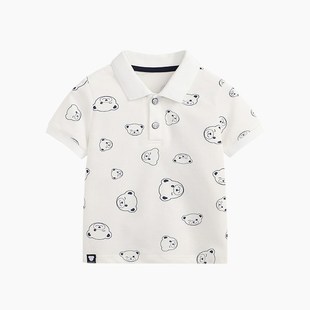 精典泰迪男童短袖polo衫t恤衫纯棉夏装儿童宝宝洋气红色翻领上衣