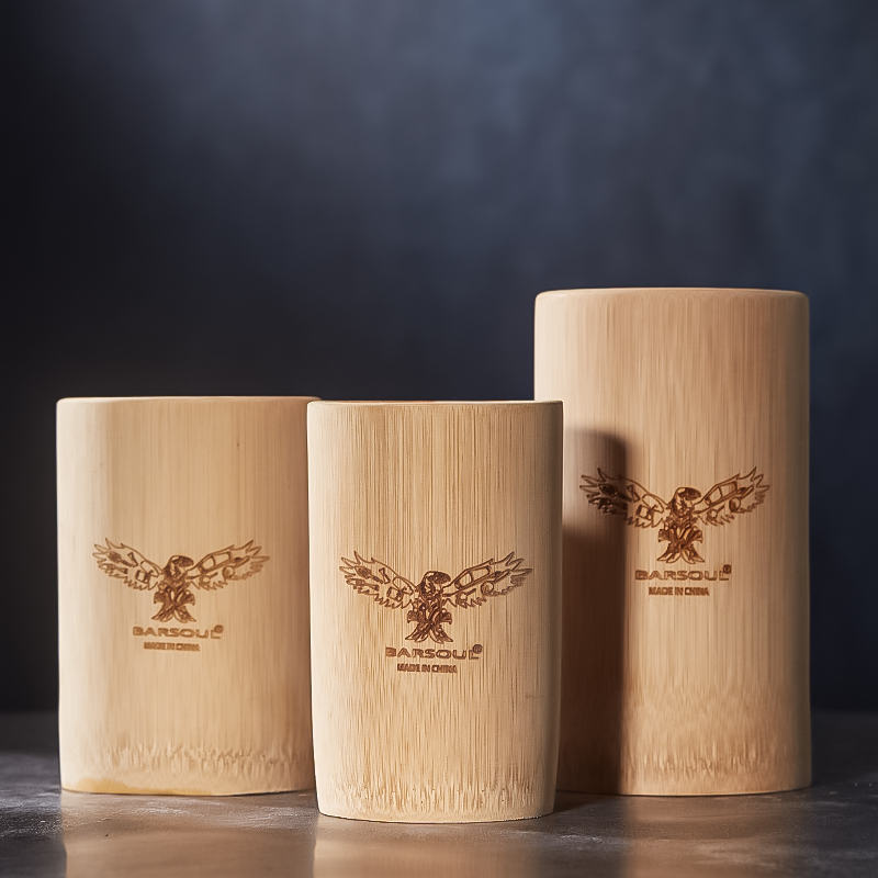 酒吧灵魂JWJB8023纯天然竹木中国风复古鸡尾酒杯水杯啤酒果汁杯