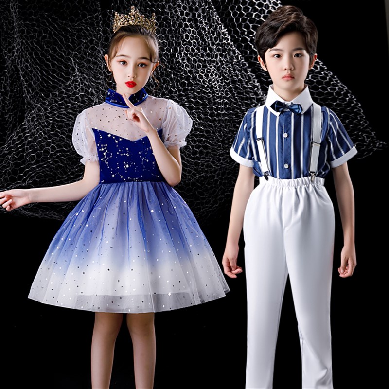 六一儿童大合唱团演出服女童蓬蓬纱裙中小学生诗歌朗诵比赛表演服