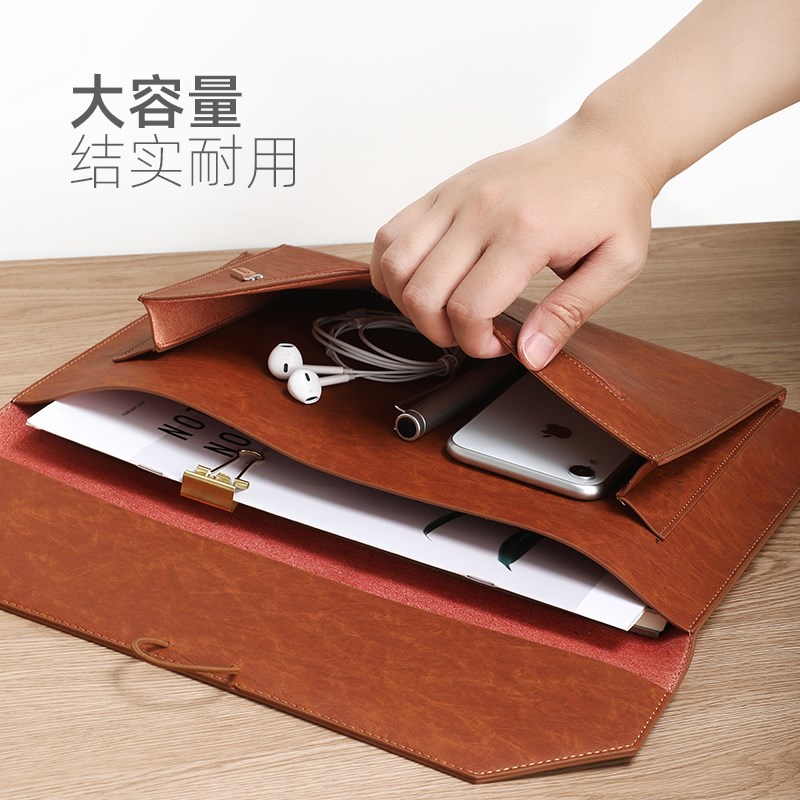 皮质文件袋A4文件包男士商务档案袋大容量手提文件夹加厚防水按扣