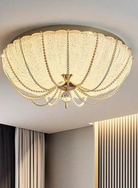 法式卧室吸顶灯led圆形南瓜灯轻奢水晶书房主卧设计师款房间吸顶