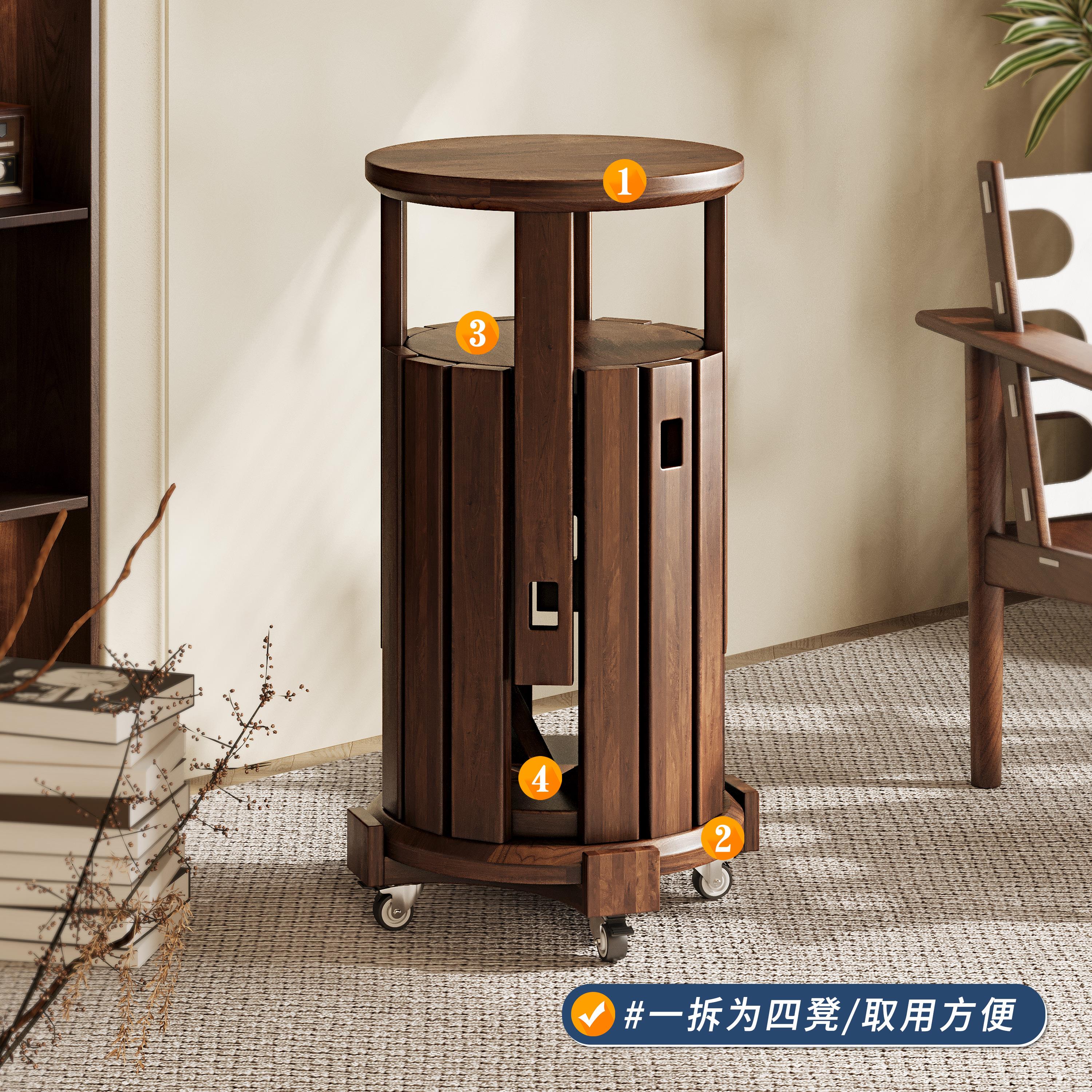 四合一叠叠凳子家用橡木圆凳实木高凳可叠放板凳叠叠乐加厚组合凳