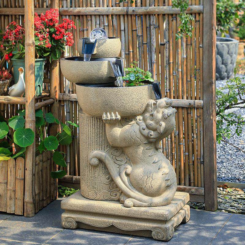 新中式貔貅招财落地流水摆件客厅阳台花园庭院装饰循环水景观鱼池,家居饰品,流水摆件,淘宝优惠券,粉丝福利购,淘宝优惠卷