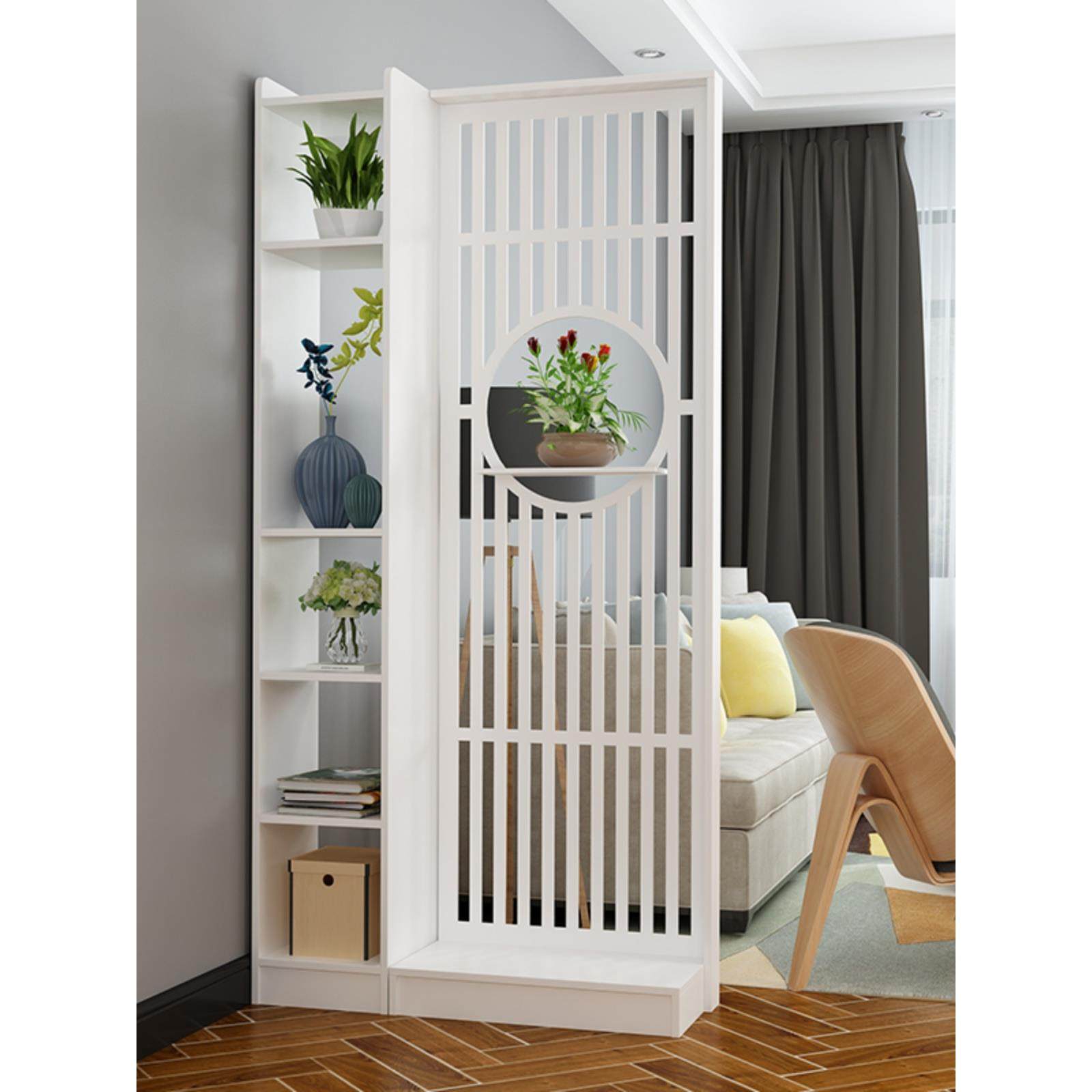 新中式屏风隔断置物架客厅装饰墙简约现代办公室进门口入户玄关柜