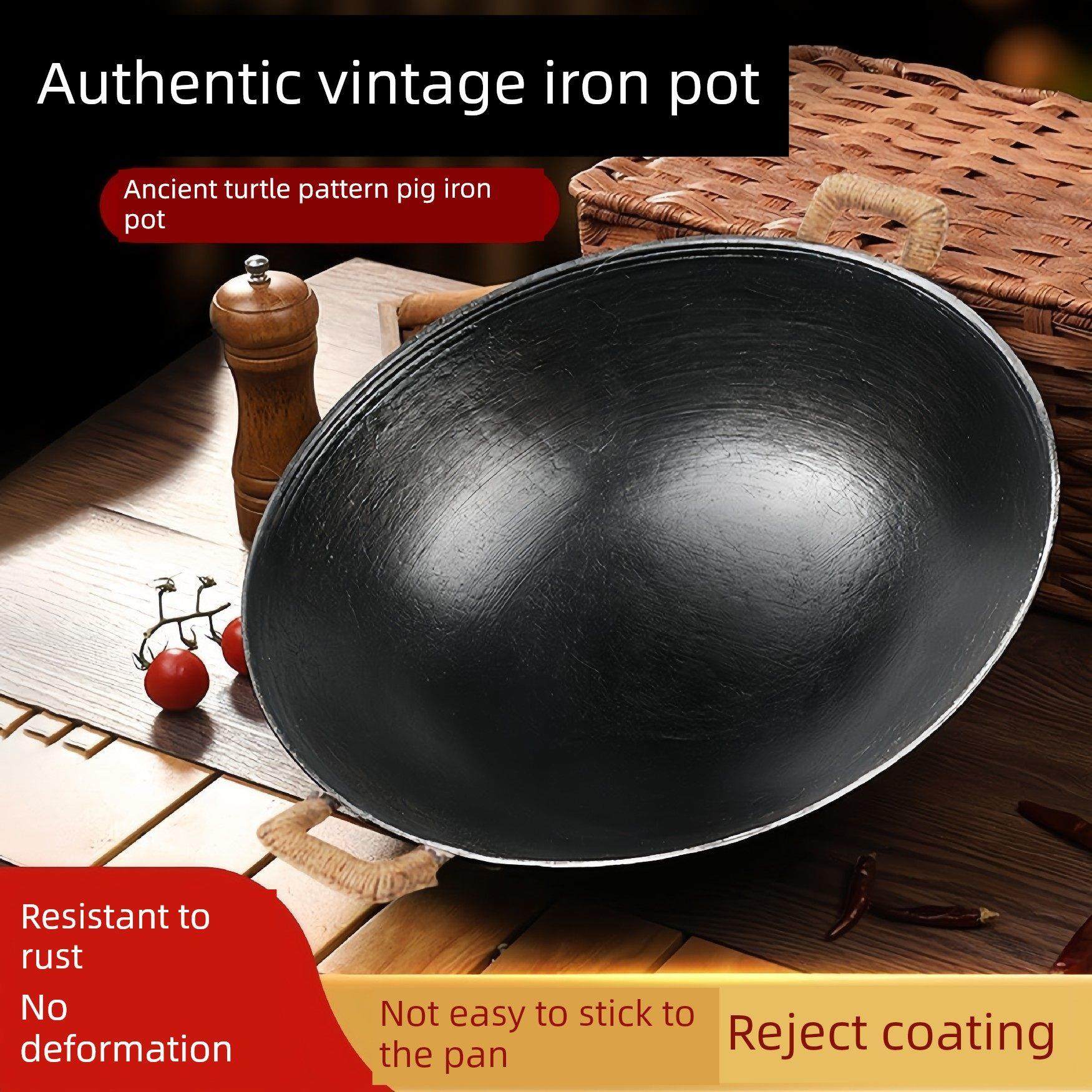 传统老式双耳炒锅无涂层加厚圆底燃气灶铸铁生铁锅家用干锅炒菜锅,厨房/烹饪用具,炒锅,淘宝优惠券,粉丝福利购,淘宝优惠卷