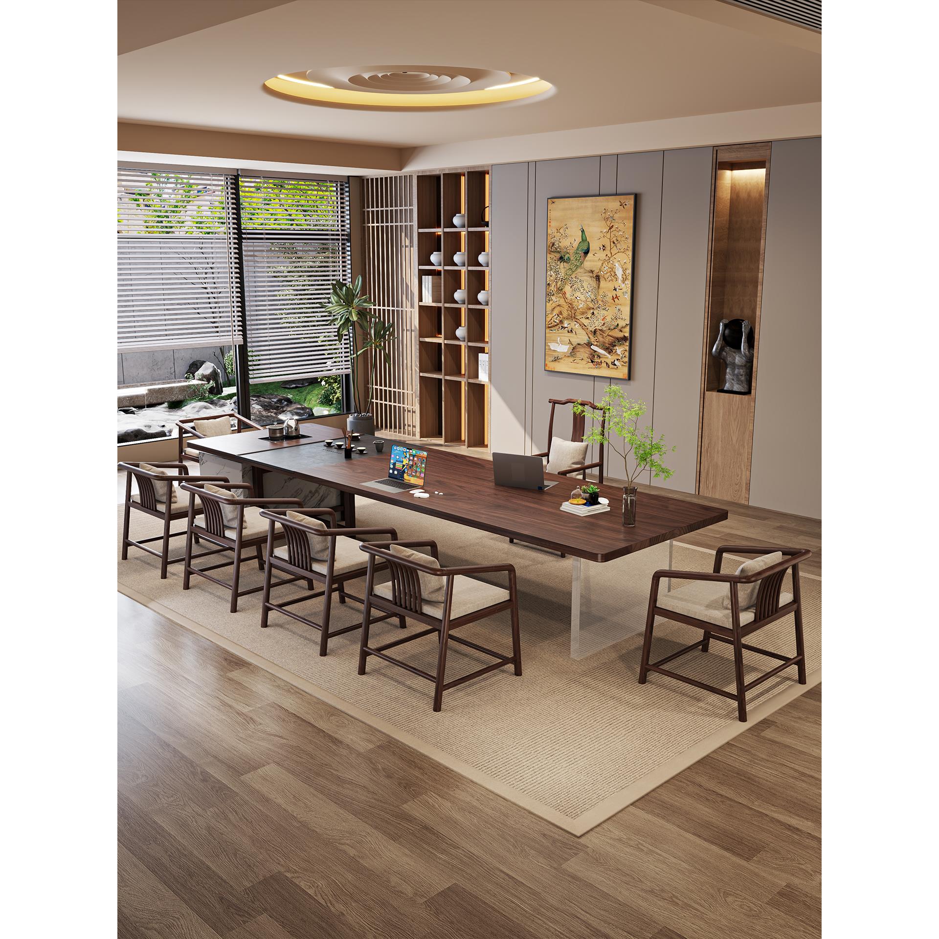 2025新款胡桃木实木茶桌椅组合高端客厅家用茶室办公茶楼泡茶桌几