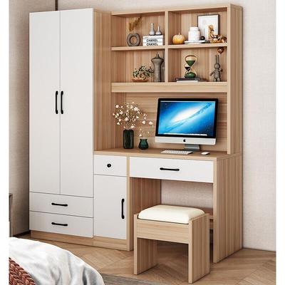 儿童衣柜书桌一体小户型卧室简约电脑桌写字台带书架书柜家用组合