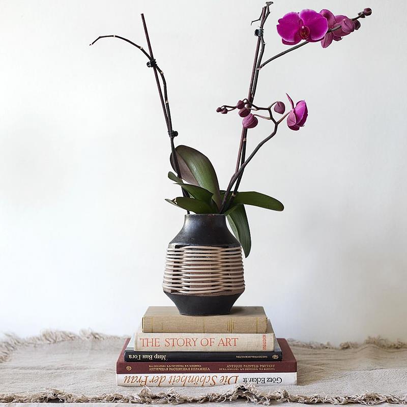 久伴always侘寂日式创意藤编陶瓷花瓶客厅餐桌鲜花插花装饰摆件