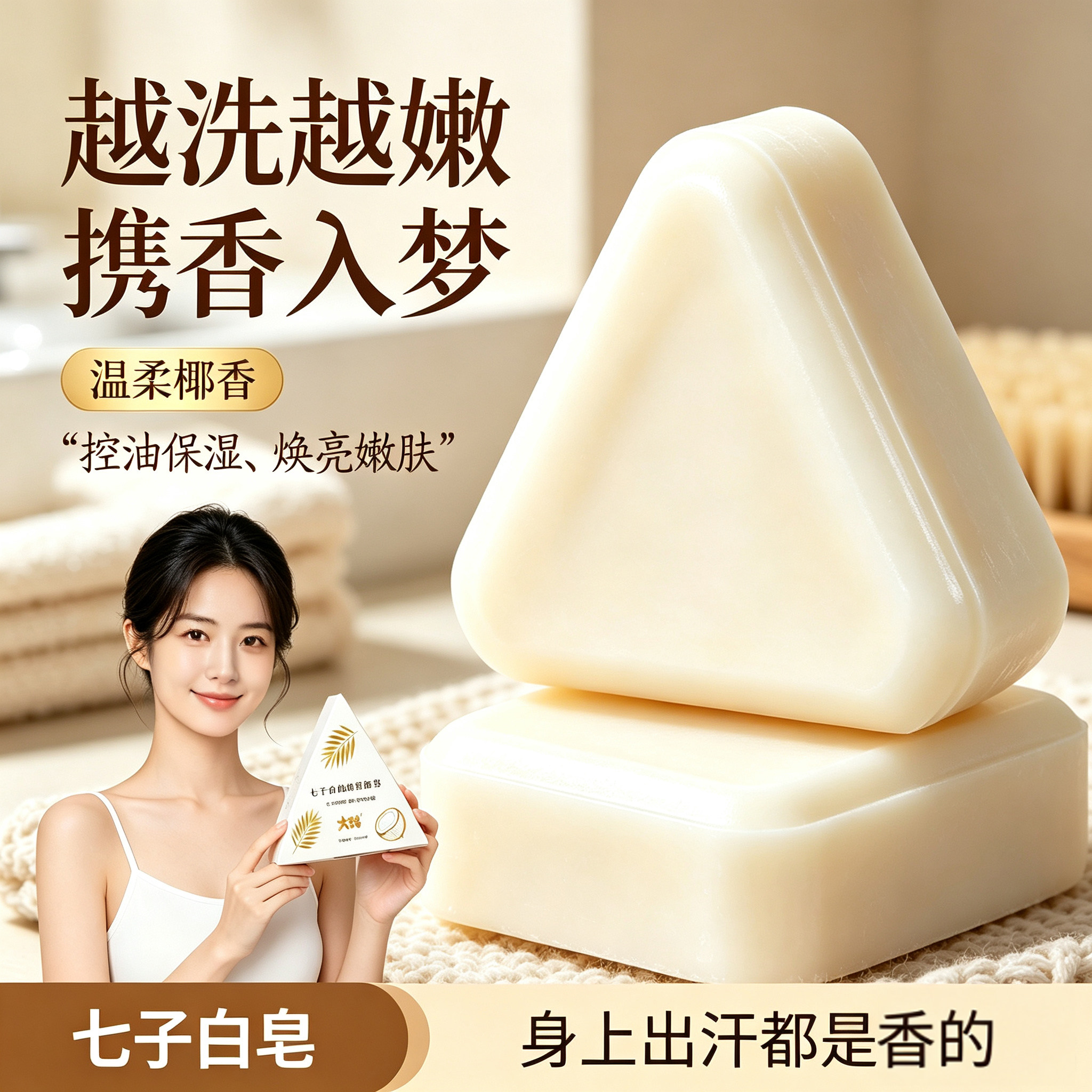 七子白洁面皂椰油香脂皂