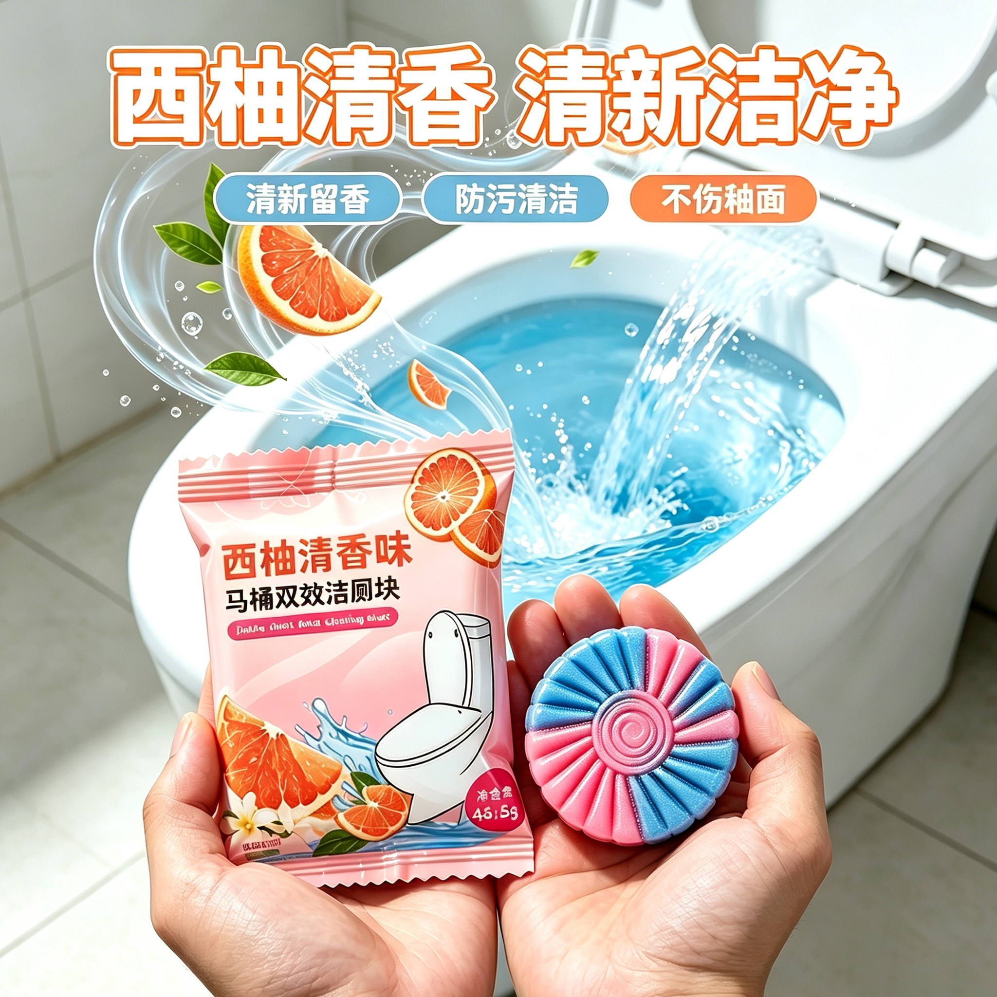 新款西柚洁厕块厕所洁厕宝马桶清洁剂专用除臭凝胶留香去渍洁厕剂