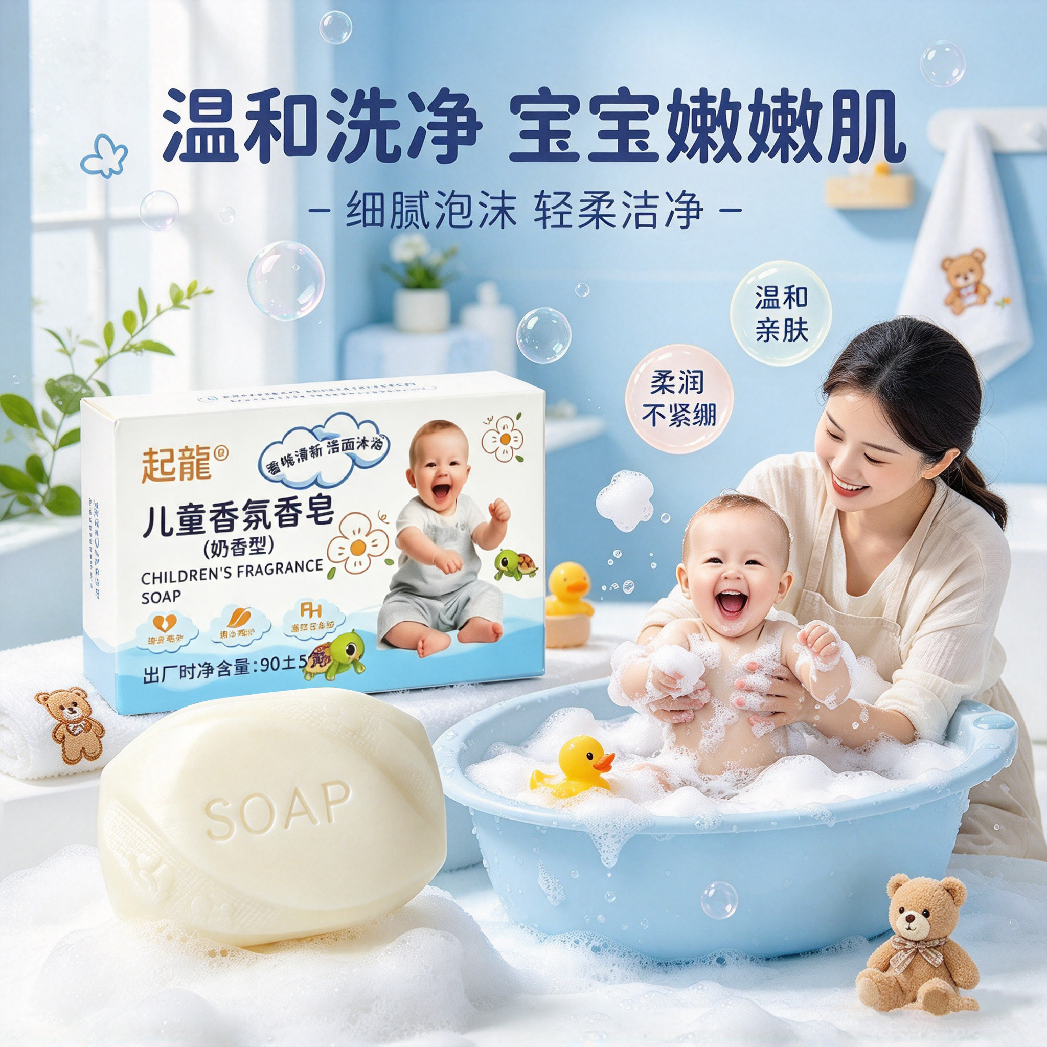 奶香儿童香皂身体皂宝宝洗手温和洁面洗脸洗澡皂滋润细腻泡沫男女