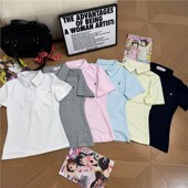 日系显瘦收腰学院百搭校供修身 夏季 上衣 刺绣polo衫 猫看花jk短袖