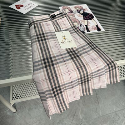 猫看花jk制服【素颜】原创格裙女百褶裙短裙浅粉TR面料