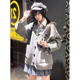 猫看花jk 优等生毛衣 JK制服校供感针织开衫长袖学院风女秋冬日系