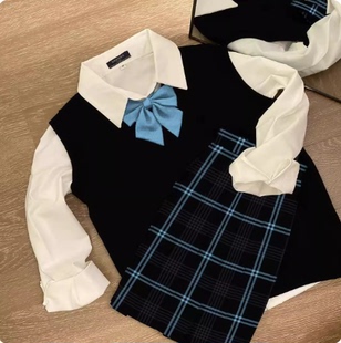 【雾蓝溪】德兰西双子原创黑蓝学院风jk格裙半身裙学院百褶裙短裙