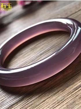 极速手镯玛瑙玉髓帝王紫天然冰种女玉镯镯子N玉石冰条紫色高圆紫