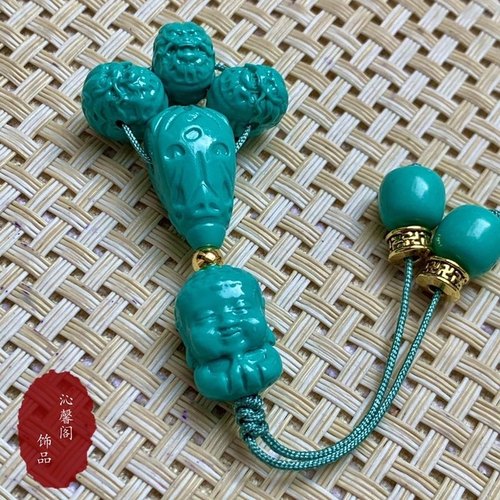 极速绿松石散珠三通佛头套u装文玩小金刚星月菩提佛珠手串配饰品