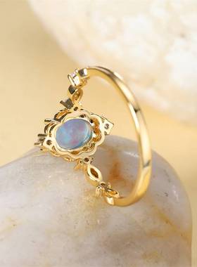 极速Oval Cut Mystic Blue White BFire Opal Rings For Women Go