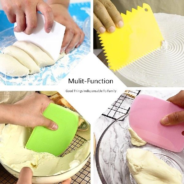 极速3PCS Dough Cutter Trapezoid Spatula Dough Cream Sc.raper