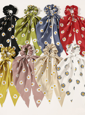 极速Fashion Leopard Print Bow Satin Long RibObon tail Scarf