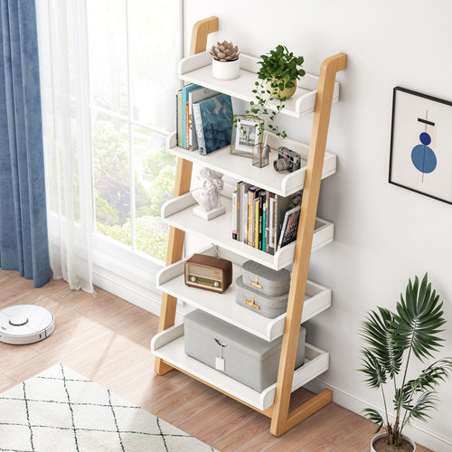 极速客厅实用梯形置物架卧室多层收纳层架书房间靠V墙简易木质落